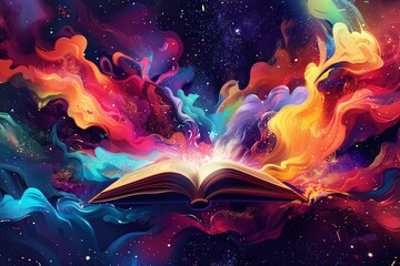 Fototapeta premium Vibrant Cosmic Book Illustration