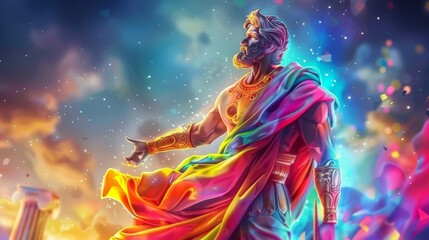 Fototapeta premium Abstract Epic Ancient Mythology Stoic Figure Portraying the Stoicism Existence with Stoical Expressionism And Timeless Classicism