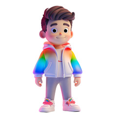 Colorful Cartoon Characters in Rainbow Apparel
