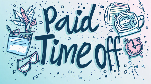 An inspiring banner with the slogan "Paid Time Off", generative AI.