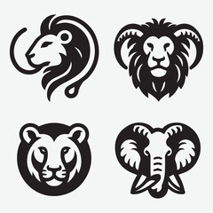 Animal Logo Set Vector Illustration Silhouette
