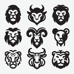 Animal Logo Set Vector Illustration Silhouette
