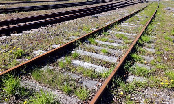 old railway tracks in the countryside