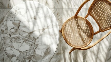 Top view of marble stone table