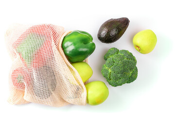 Fresh produce in eco-friendly mesh bag
