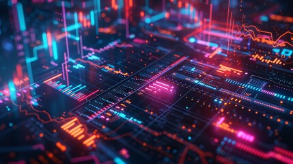 Fototapeta premium Vivid Cyberpunk Neon Grid