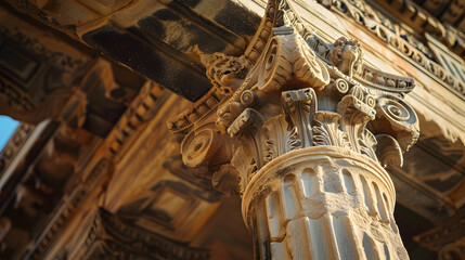 The pillars are tall and ornate, with intricate designs on them