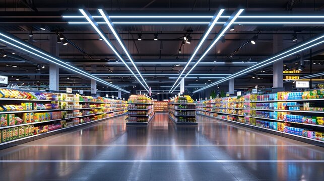 Aerial View of a Supermarket Aisle