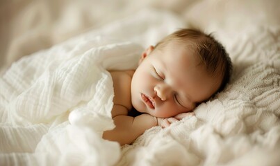 Close-up portrait of a beautiful sleeping baby