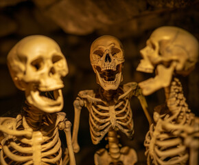 three skeletons laughing together