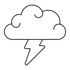 lightning and cloud y2k element line icon.
