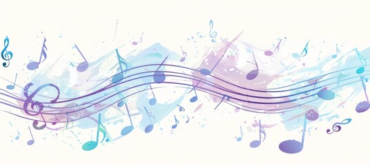 Blue musical notes in a waving shape on a white background