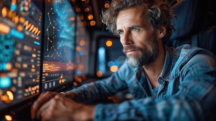 Fototapeta premium A logistics manager using AI-powered tools for route optimization.