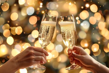 Celebratory Cheers with Champagne Bubbles