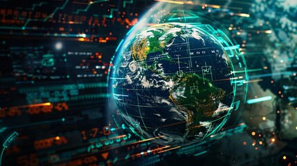 Fototapeta premium Digital Earth: The Future of AI and Climate Change