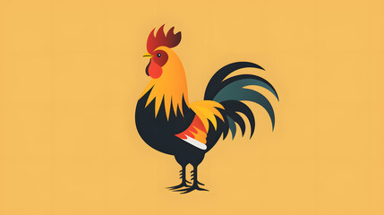 illustrator rooster in the field