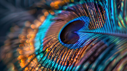 Obraz premium A close up of a peacock's feather with a heart-shaped pattern