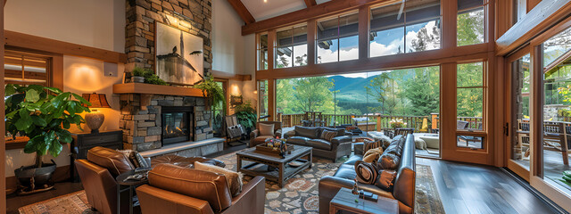 Super cozy living room with fireplace