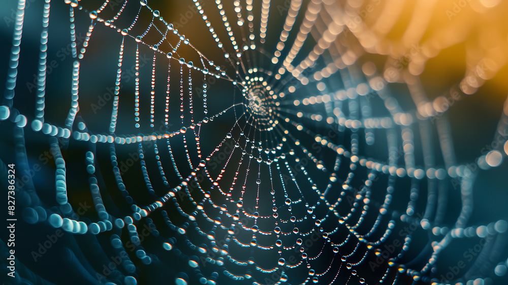 Wall mural a spider web with many small dots in the background