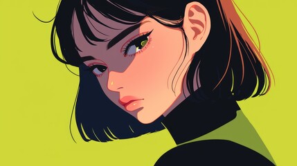 A cartoon featuring a young woman s face