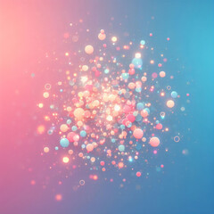 Abstract glowing circles and bubbles on a multi-colored rainbow colorful bokeh background. Blurred shiny, glowing festive backdrop for xmas, party, holiday, birthday, invitation.