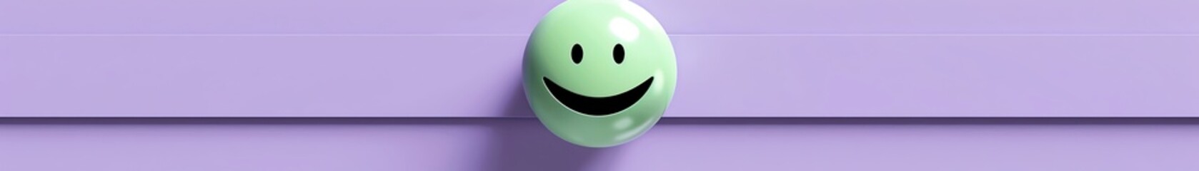 Fototapeta premium relieved emoji on a lavender background with space for copy The emoji is light green with a calm smile