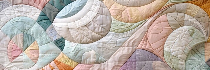 Handcrafted Quilt with Floral Pattern and Colorful Circles