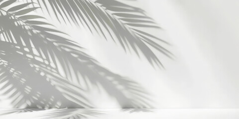 white empty room with shadow plant on white wall, empty white marble stone counter table top with shadow , beige brown stucco cement luxury wall for product display presentation