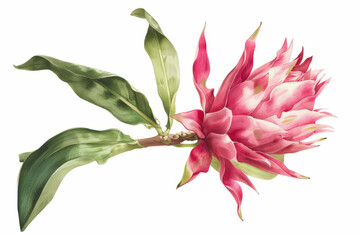 Traditional botanical print of a pitaya.academy, aesthetic,isolated on white background, old botanical illustration