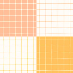 Patchwork quilt check seamless vector pattern. Hand-drawn crossed lines grid background vintage plaid quilt repeat print