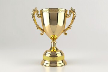 Gold Trophy Against a White Background