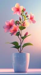 Beautiful Pink Flower in Pot