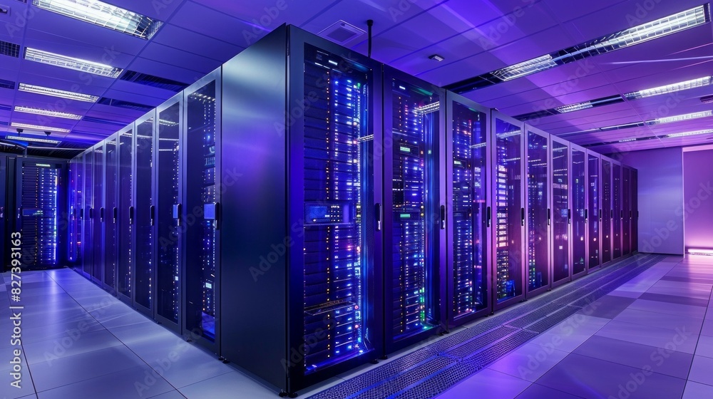Aufkleber a large room with many computer servers