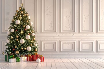 Festive Christmas Tree in a Stylish Living Space