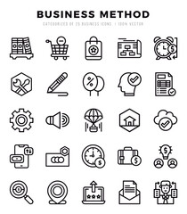 Vector icons set of Business Method. Lineal style Icons.
