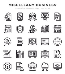Set of Miscellany Business Icons. Simple line art style icons pack.