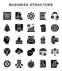 Business Structure icons set. Collection of simple Glyph web icons.