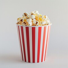 Popcorn in Red and White Striped Container on White Surface