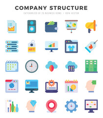 Company Structure icons set. Collection of simple Flat web icons.