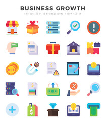 Business Growth web icons in Flat style.