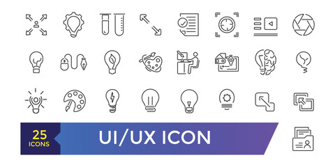 ui ux icon set. user interface icon set collection. Editable stroke.