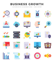 Business Growth elements. Flat web icon set. Simple vector illustration.