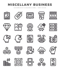 Set of simple Lineal Miscellany Business Icons. Lineal art icons pack.