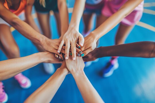Team huddle  emphasizing teamwork and strategy in handball, summer olympics sport concept