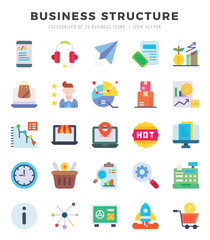 Business Structure Flat icons collection. Flat icons pack. Vector illustration