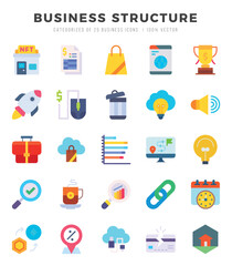 Simple Set of Business Structure Related Vector Flat Icons.