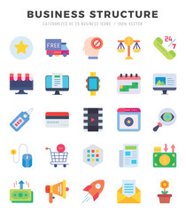 Business Structure web icons in Flat style.