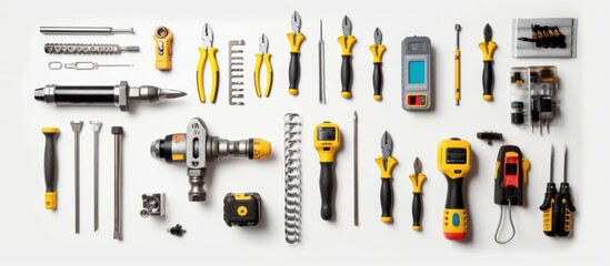 electrician equipment on white background