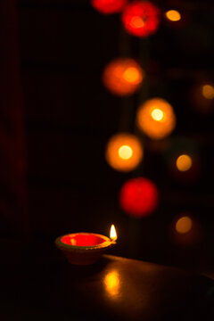 Diwali Celebrations in India , candles and diyas