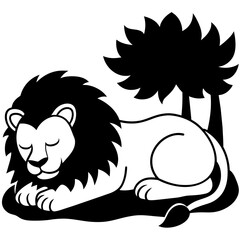 lion sleep vector silhouette illustration 